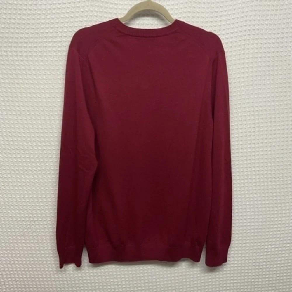 NWOT Banana Republic Burgundy Long Sleeve V-Neck Sweater Men Large‎ China Wool